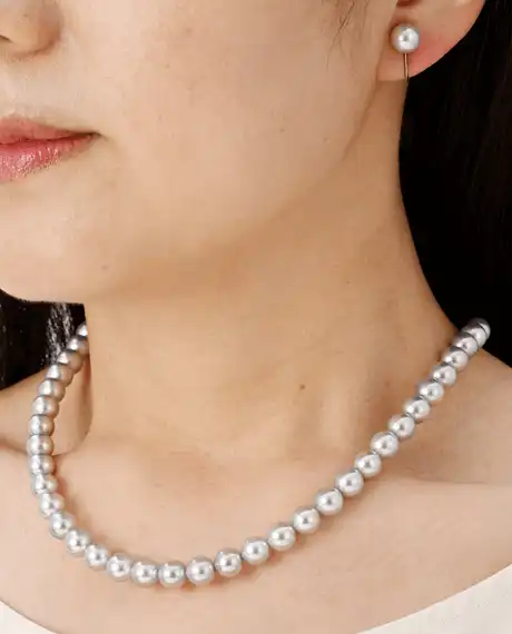 あこやグレー真珠ネックレス・イヤリングセット（7.0mm）